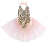 Baby Girls Sequins Bodysuit Romper Jumpsuit Summer Sunsuit Outfits (6-12 Months, Pink)