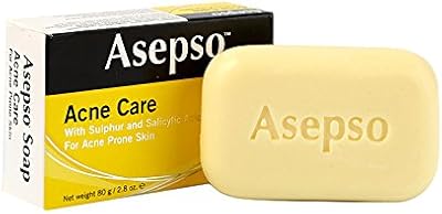 Asepso SULPHUR Plus Salicylic Acid Bar Soap for Acne Prone Skin 2.8 Oz