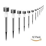 Sunwind 12-Pack Solar-Powered Stainless Steel Led Pathway Garden Lights for Outdoor Décor Lawn,Patio,Yard,Walkway (Gunmetal)