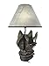 Gray Wolf Bust Table Lamp W/Nature Print Shade