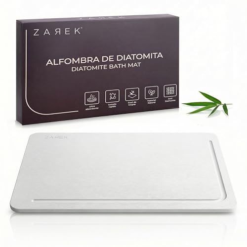ZAREK | Diatomite Natural Stone Bath Mat 60×39 | Quick Drying, Ultra Absorbent and Non-Slip | Antibacterial Diatomite Stone Mat | Ideal Mat for Shower and Bath Exit