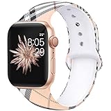 Kaome Floral Bands Compatible with App le Watch Band 42mm 44mm, Soft Silicone Fadeless Pattern Printed Replacement Strap Bands for Women, Compatible with iWatch Series 5/4/3/2/1, S/M