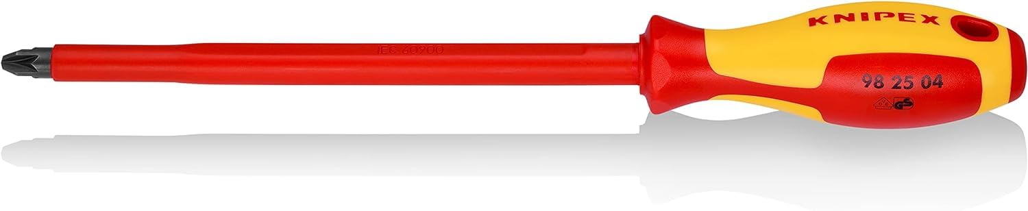 KNIPEX Screwdriver for Cross Recessed Screws Pozidriv Insulating Multi-Component Handle, VDE-Tested 320 mm, 98 25 04