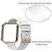 Henoda for Fitbit Blaze Bands Leather Small Strap Smart Fitness Watch Band Women Men (A White Band and Rose Gold Frame, Small)