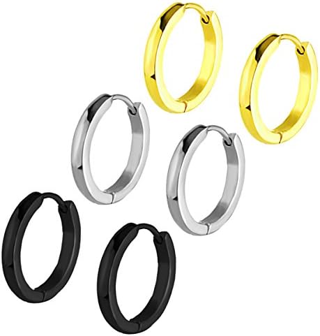 Joybeauty Mens Womens 16mm Stainless Steel Tragus Cartilage Hoop Earrings Huggie Ear Piercings Assorted Color Pack of 6 Pcs
