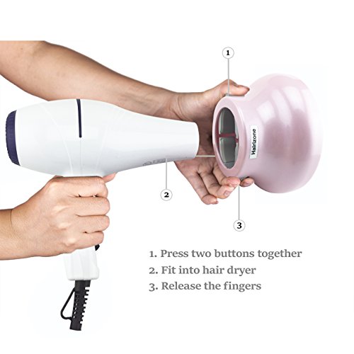 Universal Hair Diffuser Hairizone New Patent Design Adaptable for Various Blow Dryers with D=1.7"-2.6" for Curly or Wavy Hair Styling, HairIQ+ Attachment, ECO-Friendly (Pink)