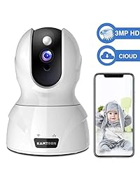 Cámara de seguridad inalámbrica, KAMTRON HD WiFi cámara de seguridad IP monitor de casa con detección de movimiento de audio de dos vías visión nocturna, negro