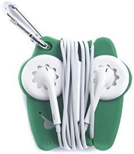 Grapperz Earbud Holder / Protector / Cord Wrap - Green &amp; White