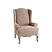 SureFit Stretch Jacquard Damask - Wing Chair Slipcover  - Mushroom (SF39614)