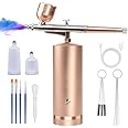 Airbrush Kit with Compressor - 48PSI Rechargeable Cordless Non-Clogging High-Pressure Air Brush Set with 0.3mm Nozzle and Cleaning Brush Set for Nail Art, Makeup, Painting, Cake Decor