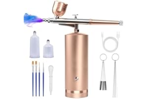LOISVI Airbrush Kit with Compressor - 48PSI Rechargeable Cordless Non-Clogging High-Pressure Air Brush Set with 0.3mm Nozzle and Cleaning Brush Set for Nail Art, Makeup, Painting, Cake Decor