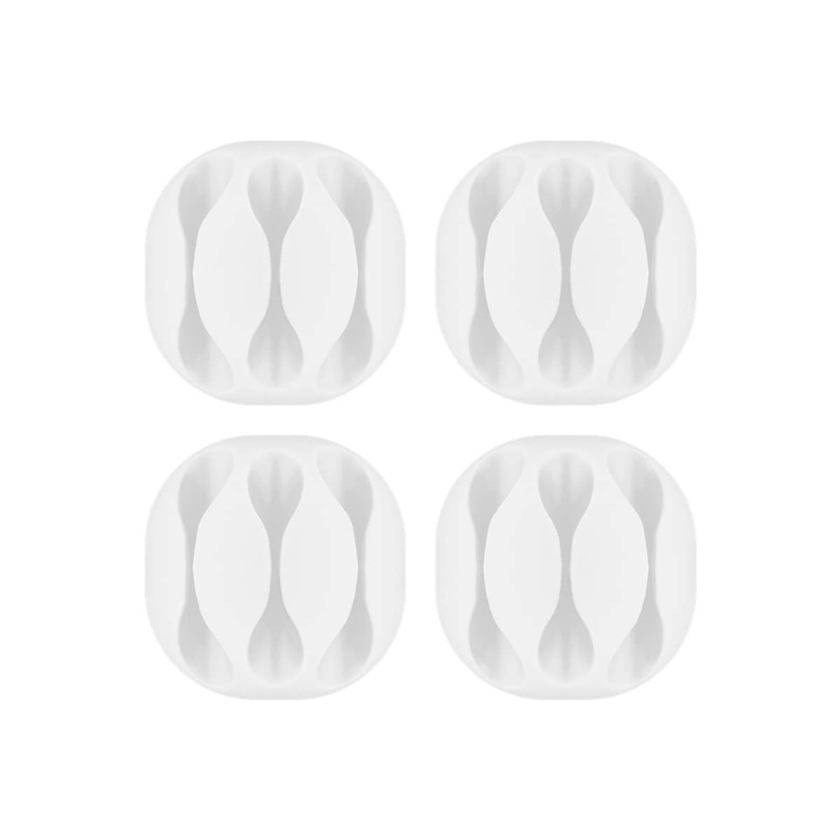 Goobay 4 Pcs White 3 Compartment Desk Cable Holder Organizer