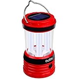 [Solar Power] Outlite 240 Lumen Solar Rechargeable LED Camping Lantern Flashlight, Portable Water Resistant Outdoor Survival Lamp for Hiking Fishing Emergency Outages (Red)