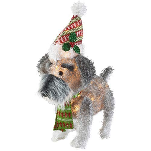 Holiday Time Fun Festive Prelit Fluffy Schnauzer 25-Inch Light-Up Indoor Outdoor Decoration 35 Lights - Thumbnail 4