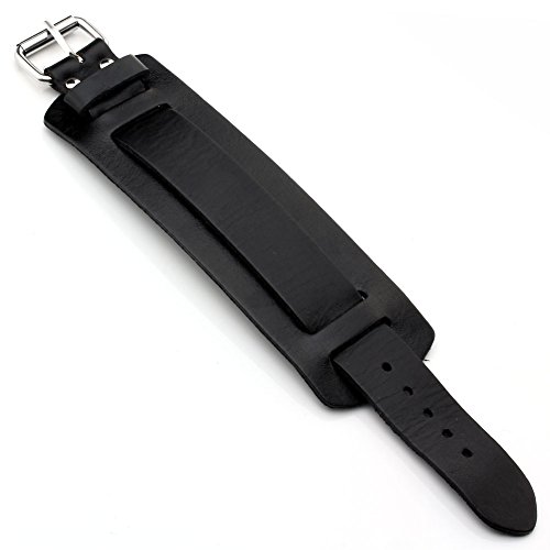 Zysta Punk Unisex Genuine Leather Wide Belt Wristband Bangle Cuff Bracelet 7"-8.5" Fashion Simple Black Brown