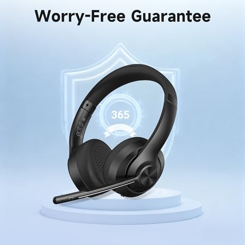 AOC Wireless Headset with Microphone, dongle-BT/Bluetooth/wired 3 modes connection, bluetooth Headset V5.3, PC Headphone Office Teams for Skype, Teaching, Call Center, Business Chat