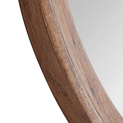 Kate and Laurel Hartman Transitional Round Wood Framed Wall Mirror, 24