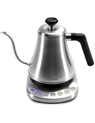 COSORI Electric Gooseneck Kettle with 5 Variable Presets, Pour Over Coffee Kettle & Tea Kettle, 100% Stainless Steel Inner Lid & Bottom, 1200 Watt Quick Heating, 0.8L, Silver