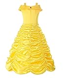 ReliBeauty Little Girls Layered Princess Belle Costume Dress up, Yellow, 6-6X