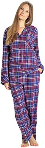 EverDream Sleepwear Womens Flannel Pajamas, Long 100% Cotton Pj Set