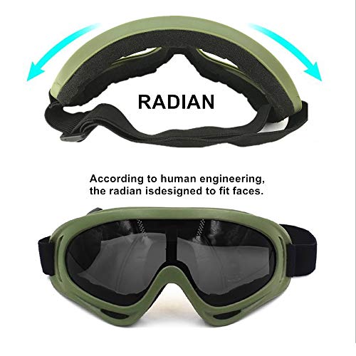 LJDJ Safety Goggles - Glasses Set of 5 - Motorcycle Goggles Dirt Bike ATV Motocross Anti-UV Adjustable Riding Offroad Protective Combat Tactical Military Goggles for Men Women Kids Youth Adult - Thumbnail 2