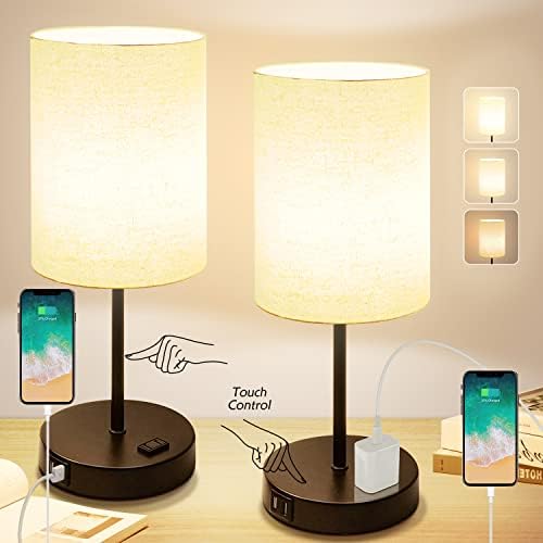 Touch Control Table Lamps for Bedroom Set of 2,3Way Dimmable Bedside