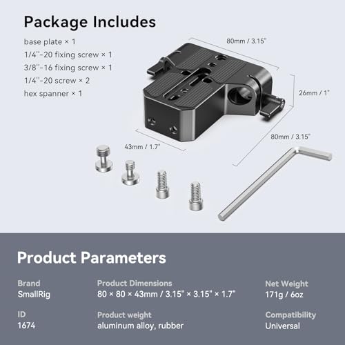 SMALLRIG Camera Base Plate with 15mm LWS Rod Rail Clamp, Baseplate for Sony A6500 A6600 A6300, for Canon R5 R6, for Sony A7SIII / A7III, Both for Cameras & Cages