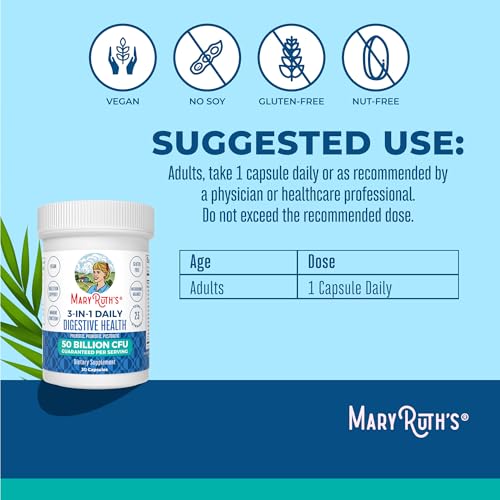 MaryRuth Organics- Probióticos 3 en 1 de MaryRuth para la salud digestiva | Prebióticos y posbióticos | Suplemento para la salud intestinal