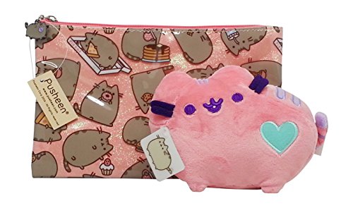 Pusheen Gift Set - Sparkly Pusheen Clutch Purse With Zipper and 6 Inch Pink Plush Pusheen