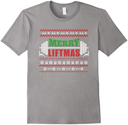 Mens Merry Liftmas Workout Christmas Fitness Bodybuilder Shirt Small Slate