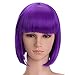 Bopocoko Short Purple Wigs for Women, 12'' Purple Bob Hair Wig with Bangs, Natural Fashion Synthetic Full Wig, Cute Colored Wigs for Mardi Gras Daily Party Cosplay Halloween BU027PR