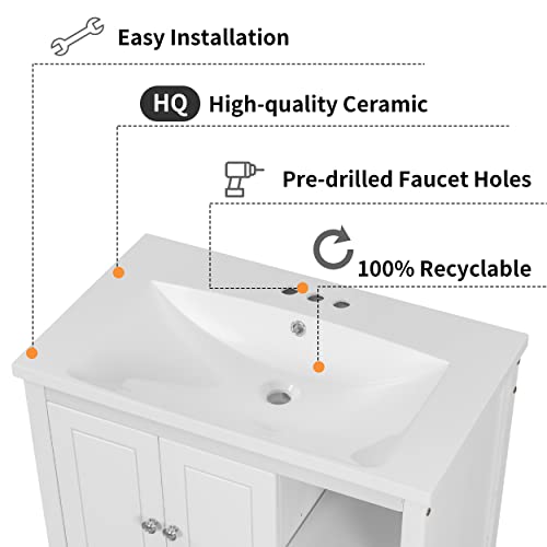 Recaceik 30 inch Bathroom Vanity and Sink, Wood Basin Vessel
