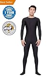 Life In Color Unitard Men Lycra Spandex Bodysuit Long Sleeve Full Bodysuit Zentai Suit (XL, Black)