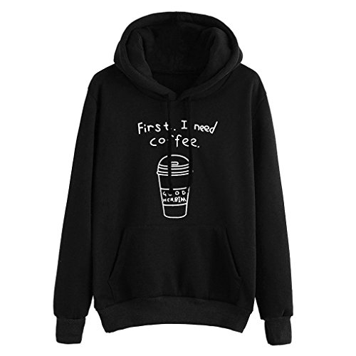 First I Need Coffee Women Letters Print Long Sleeves