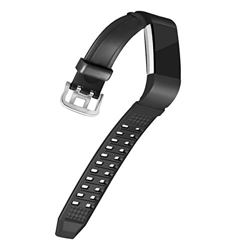 MoreToys Silicone Adjustable Replacement Accessory Sport Watch Band Wrist Strap Bracelet for Fitbit Charge 2 Fitness Wristband (Black)