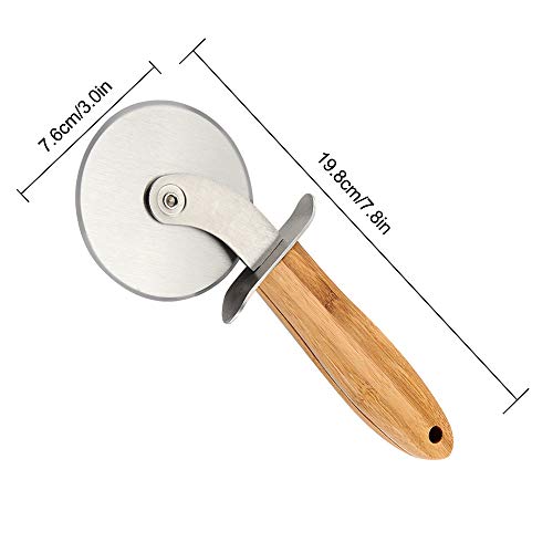Pizza Cutter Wheel, Stainless Steel Pizza Slicer Sharp Blade with Bamboo Handle, Ideal For Pizza, Pies, Waffles and Dough Cookies ... (207.5)