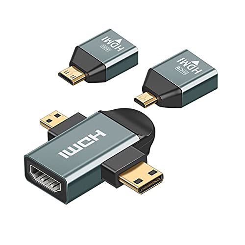 NFHK 3pcs/set Micro & Mini HDMI to HDMI-compatible 1.4 Female 2-in-1 Combo Adapter 4K@60hz — image 1