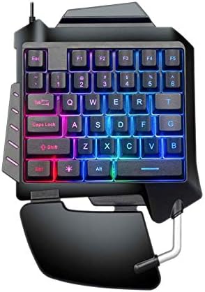Cavis One Handed Wired Mechanical Keyboard 35 Keys Single Handed Gaming Keypad Ergonomic LED Backlit for PC Phone PS4 Gamers