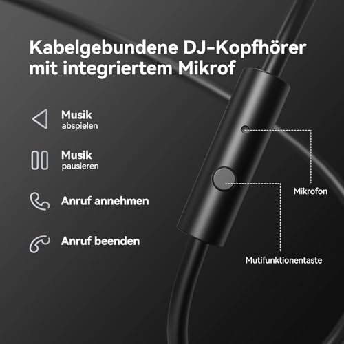 OneOdio Over Ear Studio Headphones with Cable with 6.3 mm & 3.5 mm Jack, Closed DJ Headphones with 50 mm Driver, Bass Sound