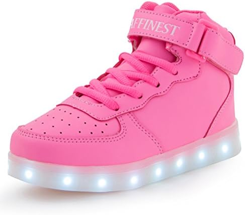 AFFINEST LED Light up Shoes for Men Women High Top USB Charging 16 Colors Flashing Fashion Sneakers with Control App Boys Girls(41,Pink)