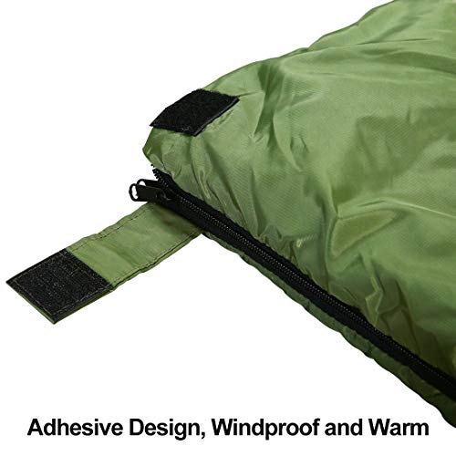 Sleeping Bag - 4 Seasons Warm Cold Weather Lightweight, Portable, Waterproof Sleeping Bag with Compression Sack for Adults & Kids - Indoor & Outdoor: Camping, Backpacking, Hiking (Army Green/ Double) - Thumbnail 3