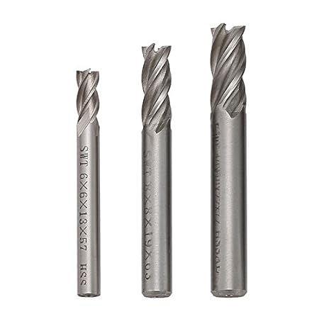 Generic Carbide End Mill HSS Milling 4 Flutes 3pcs