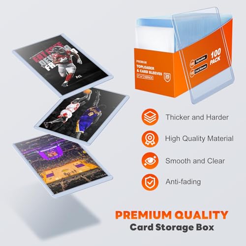 Top loaders 200 Piece, 3" x 4"Clear Rigid Card Cases for Collectibles, （100 Hard Toploaders + 100 Clear Sleeves） for Trading Card Games (MTG), Sports Cards