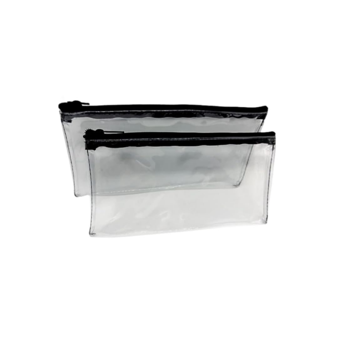 LETT 2Pcs Transparent PVC Pencil Pen Case with Zipper Clear Pencil Bag for Exam Pen Pencil Pouch Bag Case PVC Zipper Travel Luggage Toiletries Bag Pouch Make up Cosmetic Bag