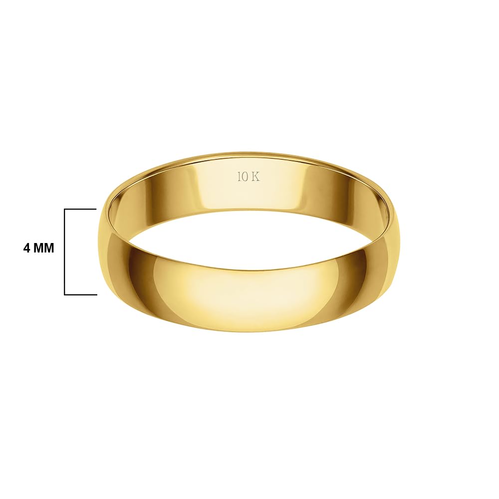 4MM Men's Gold Wedding Band - Lightweight Wedding Ring for Men; 10K or 14K Gold Jewelry in Yellow, White, or Rose Gold; Plain Mens Wedding Band; Classic Gold Rings for Men by Brilliant Expressions