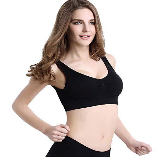 Leedford Womens Boho Printed Sports Bra Medium Support Cross Back Padded Wireless Workout Activewear Running Yoga Bra Black - Thumbnail 6