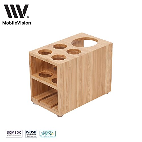 MobileVision Toothbrush and Toothpaste Holder Stand for Bathroom Vanity Storage, Bamboo, 5 slots