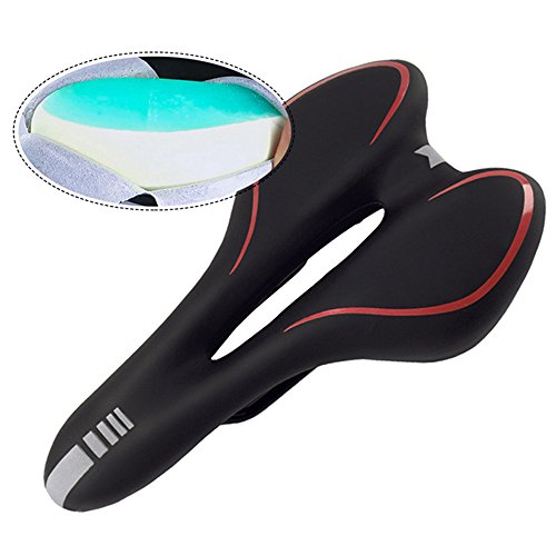 WarmCare Gel Bike Saddle Mountain Bike Seat Breathable Comfortable Professional Bicycle Seat Pad with Central Relief Zone and Ergonomics Design Fit for Road Outdoor Indoor - Thumbnail 4