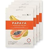 BeauKON Papaya Moisturizing Facial Sheet Mask, Korean Daily Face Mask, Purifying and Moisturizing (4 Pack)