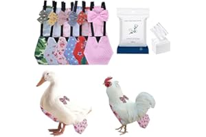 MANON ROSA Chicken Diapers Bantam Hens - Reusable 6-Piece Set with Bow Ties Poultry Nappies Washable Waterproof for Geese Pet Ducks Silkie(6D20P XS)
